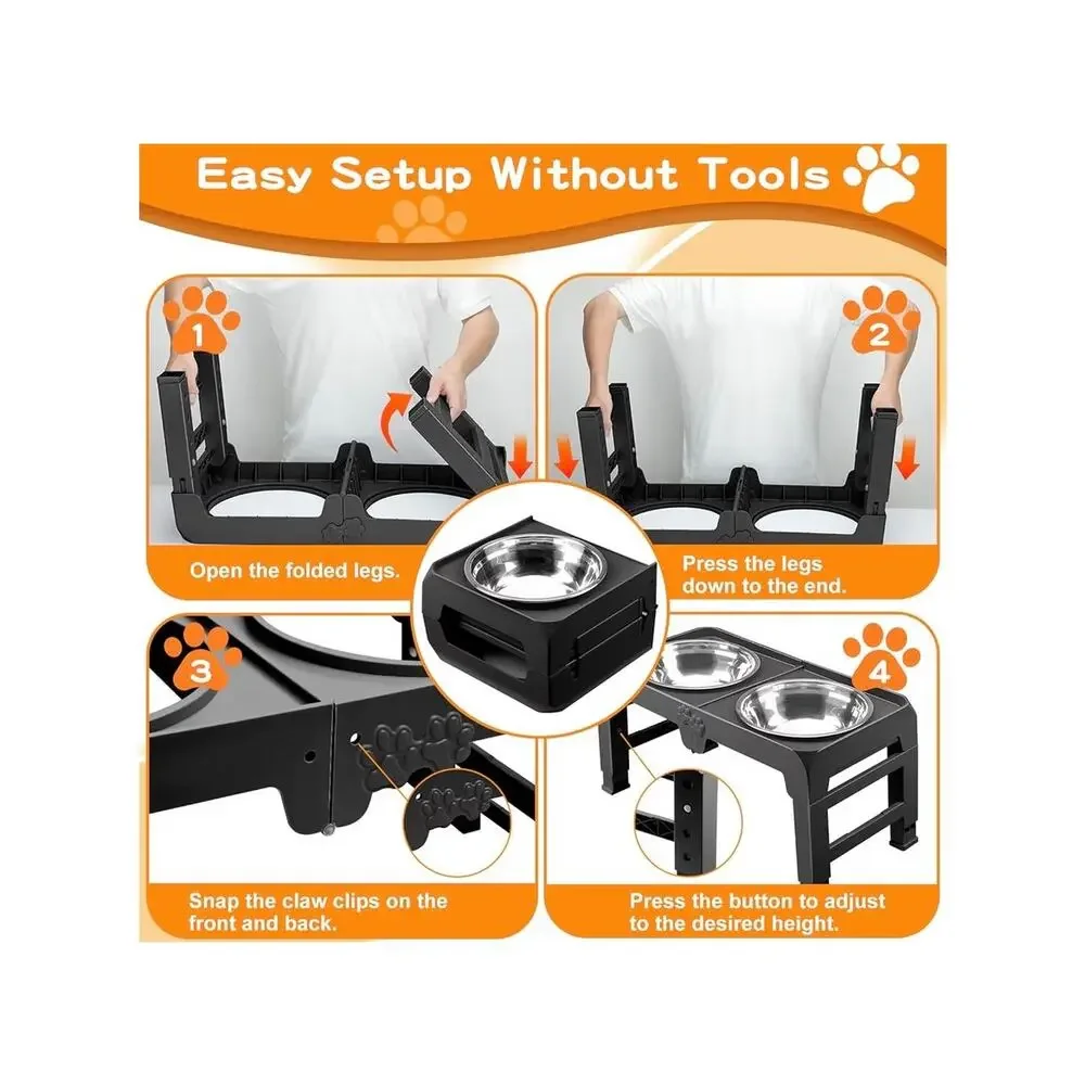 Elevated Dog Bowls for Large Dogs 5 Adjustable Heights Large 10” NIB